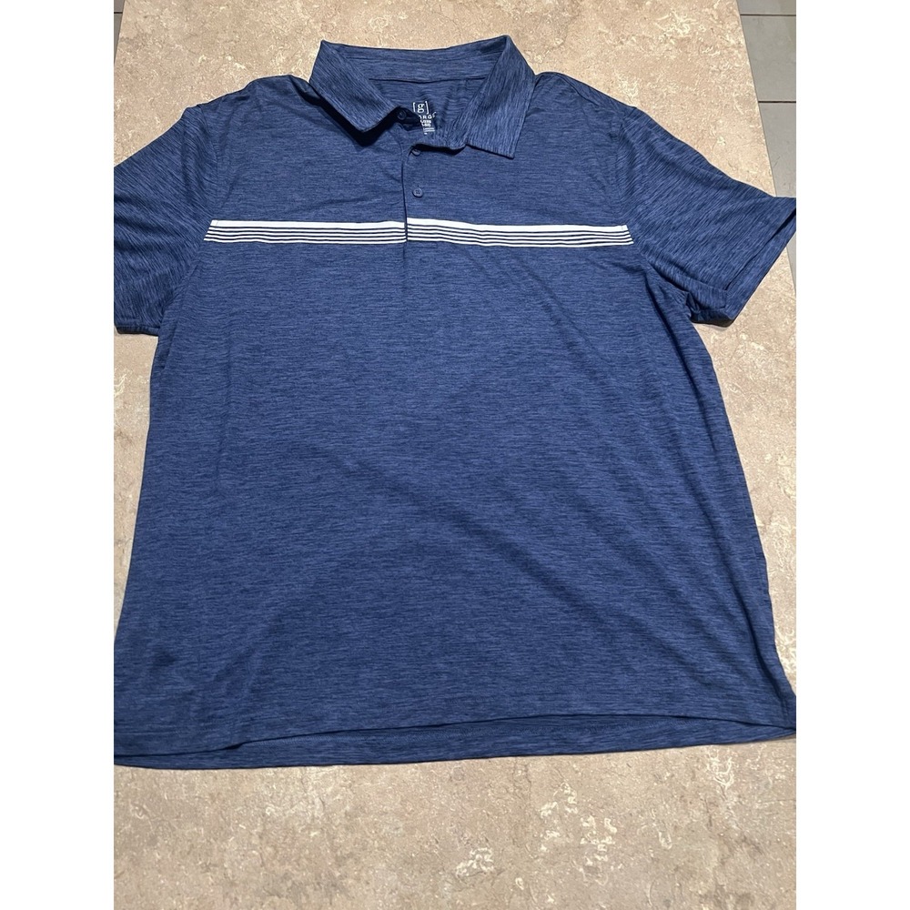 George Polo Shirt Mens 2XL (50-52) Blue Casual Short Sleeve Striped